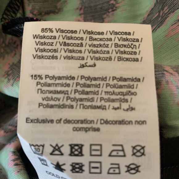 Vero Moda Long Sleeve Twist Crop Top Irish Green Anette Leopard Blouse Sz S - Picture 10 of 10